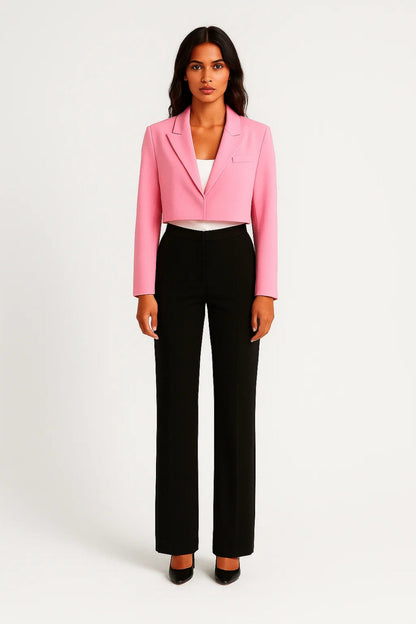 Dames Blazer Kort Model Revers Kraag Klassieke Stijl