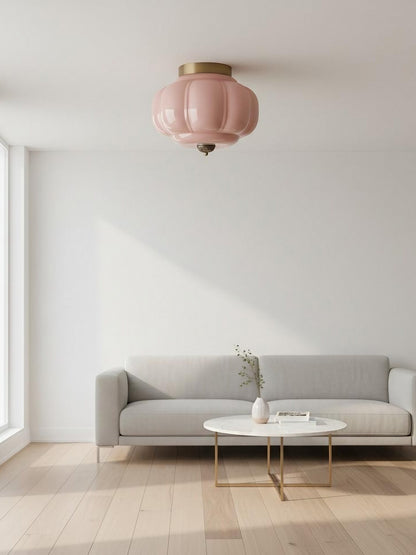 Retro Plafondlamp met Melkglazen Kap – Verfijnde Semi-Flush Mount Verlichting voor Moderne Interieurs
