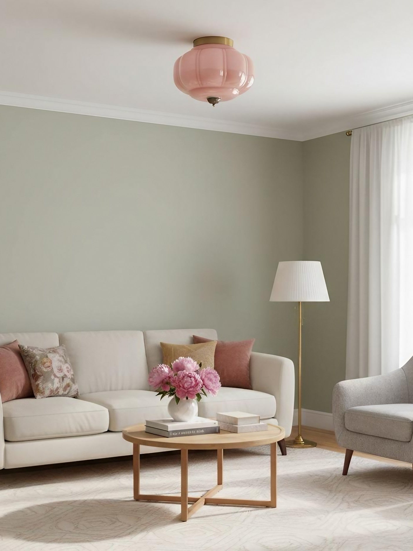 Retro Plafondlamp met Melkglazen Kap – Verfijnde Semi-Flush Mount Verlichting voor Moderne Interieurs