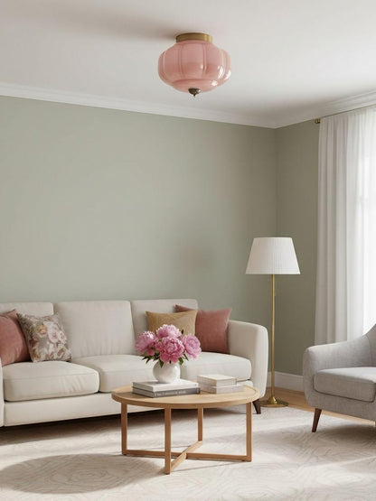 Retro Plafondlamp met Melkglazen Kap – Verfijnde Semi-Flush Mount Verlichting voor Moderne Interieurs
