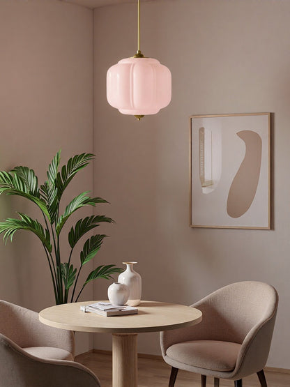 Vintage Kroonluchter met Crèmekleurige Glazen Kappen – Hanglamp in Retro-Stijl voor Eetkamer & Woonkamer