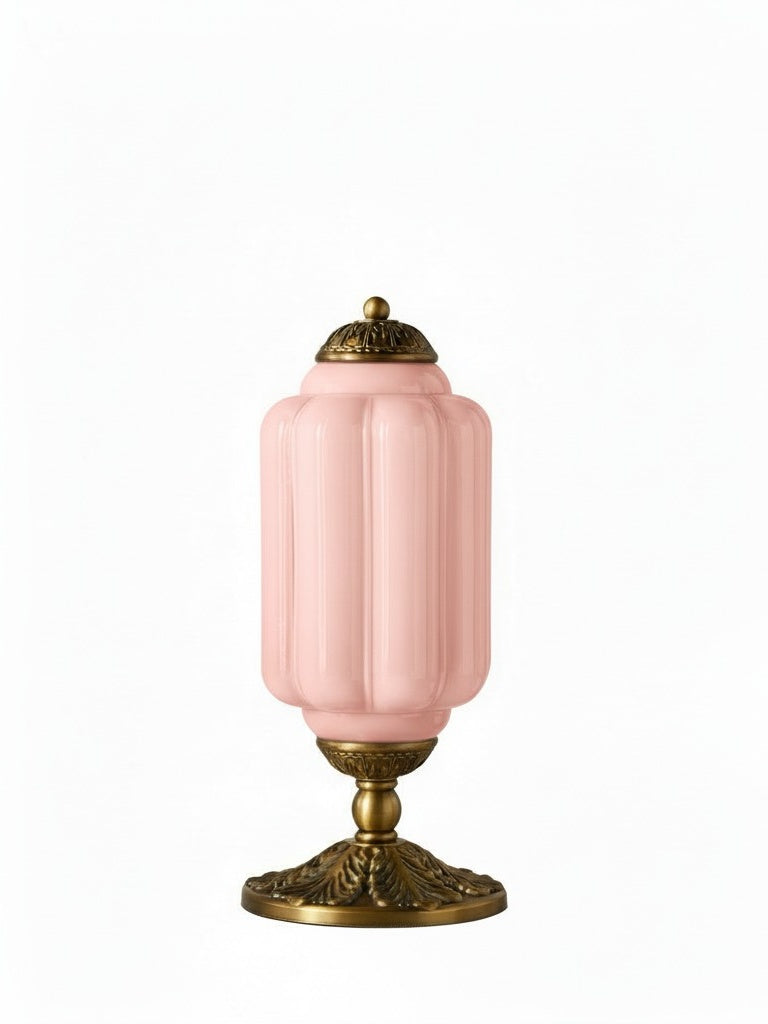Vintage Glazen Tafellamp met Messing of Zwarte Afwerking