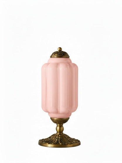 Vintage Glazen Tafellamp met Messing of Zwarte Afwerking