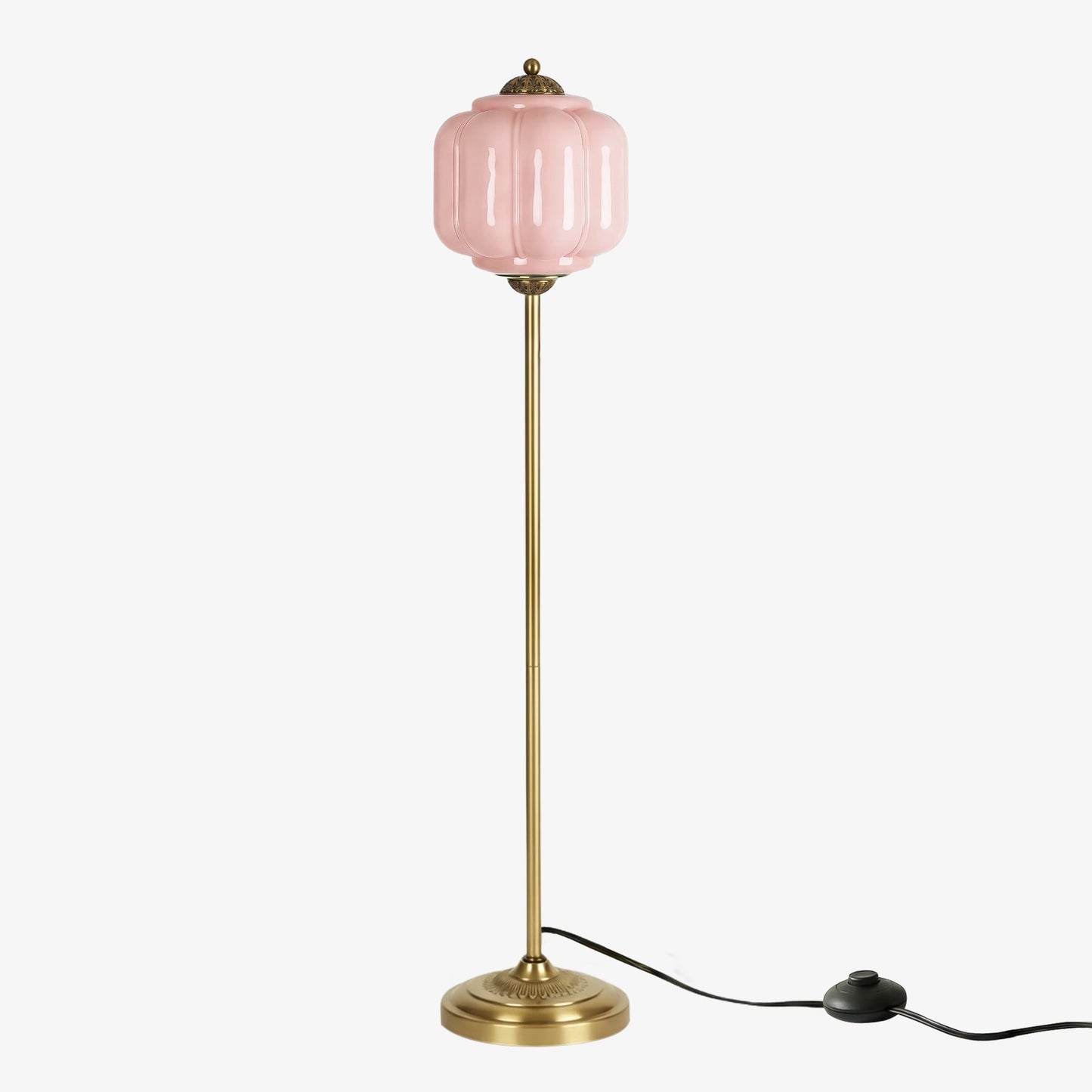 Decoratieve Glazen Pompoen Vloerlamp Retro Organische Stijl Woonkamer Staande Lamp
