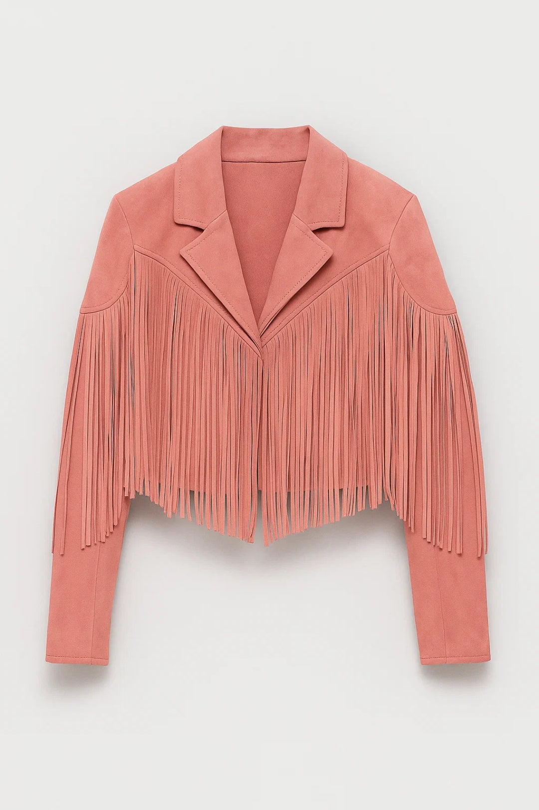 Korte Damesjas met Franjes en Reverskraag Chique Look