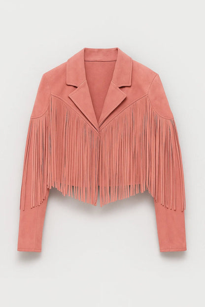 Korte Damesjas met Franjes en Reverskraag Chique Look