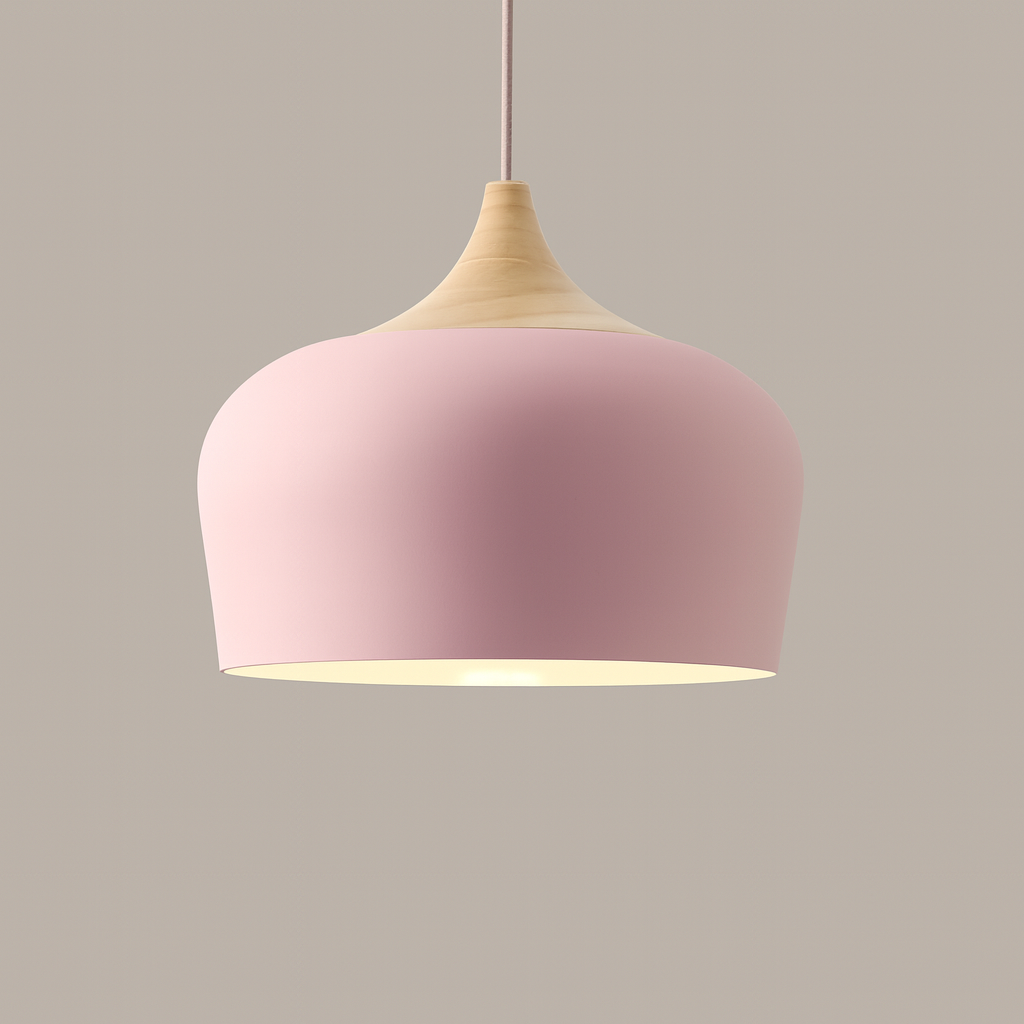 Hanglamp Pastel Aluminium Hout Retro Koepel Bol E27 Kinderkamer Woonkamer