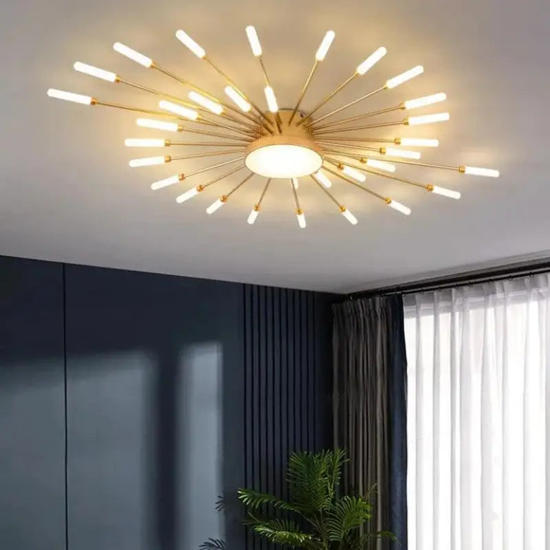 Plafondlamp Zon Design LED Aluminium Goud Zwart 128cm Modern