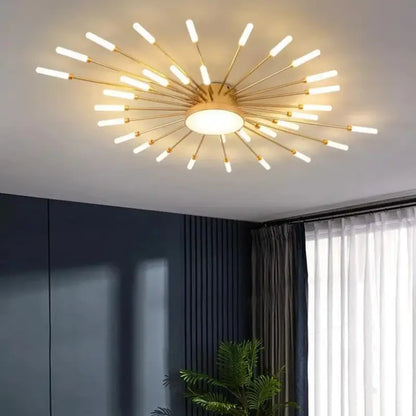 Plafondlamp Zon Design LED Aluminium Goud Zwart 128cm Modern