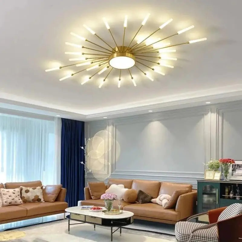Plafondlamp Zon Design LED Aluminium Goud Zwart 128cm Modern