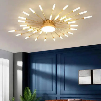 Plafondlamp Zon Design LED Aluminium Goud Zwart 128cm Modern