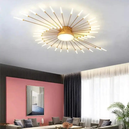 Plafondlamp Zon Design LED Aluminium Goud Zwart 128cm Modern