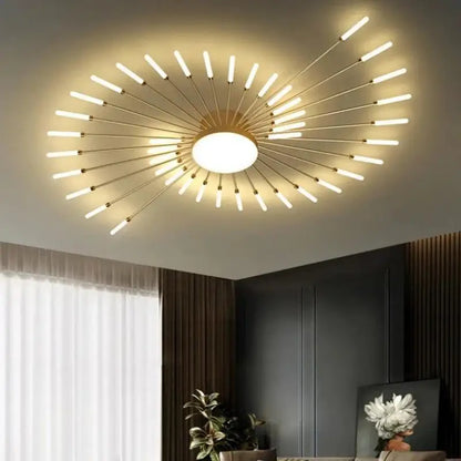Plafondlamp Zon Design LED Aluminium Goud Zwart 128cm Modern