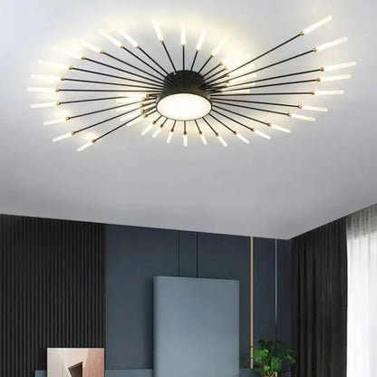 Plafondlamp Zon Design LED Aluminium Goud Zwart 128cm Modern