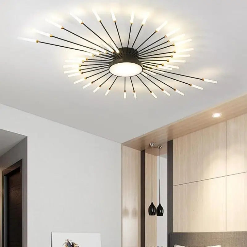 Plafondlamp Zon Design LED Aluminium Goud Zwart 128cm Modern