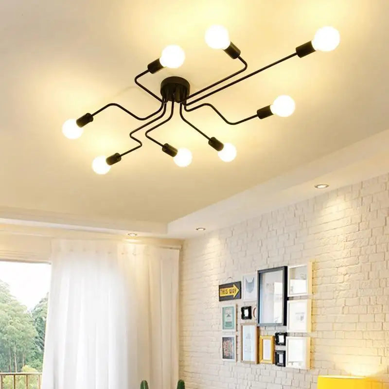 Plafondlamp LED Design Zwart Aluminium 8-Lichts Warm Wit Woonkamer Eetkamer Modern