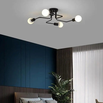 Plafondlamp LED Design Zwart Aluminium 8-Lichts Warm Wit Woonkamer Eetkamer Modern