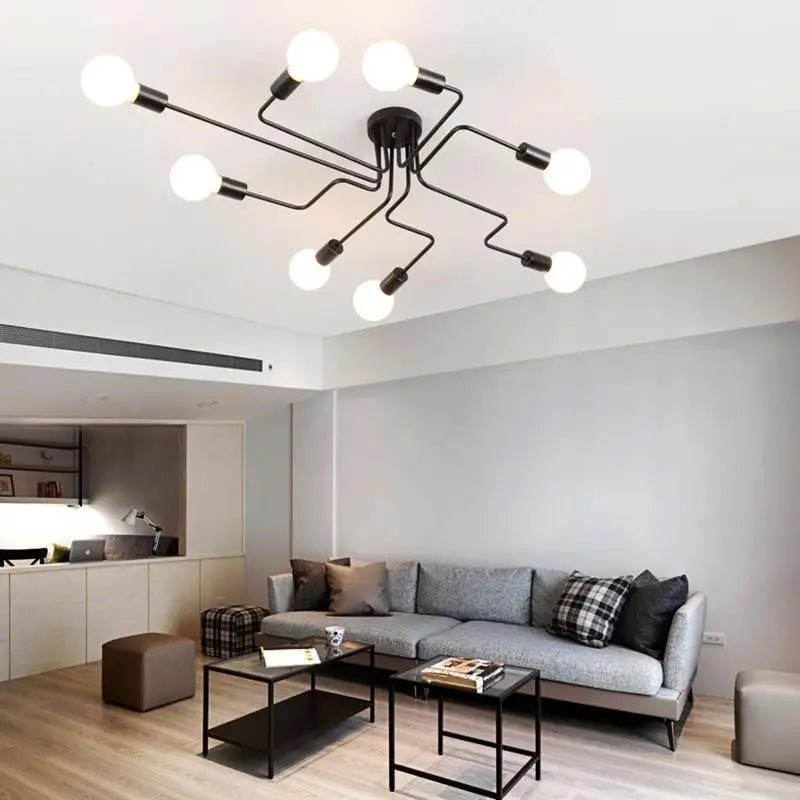 Plafondlamp LED Design Zwart Aluminium 8-Lichts Warm Wit Woonkamer Eetkamer Modern