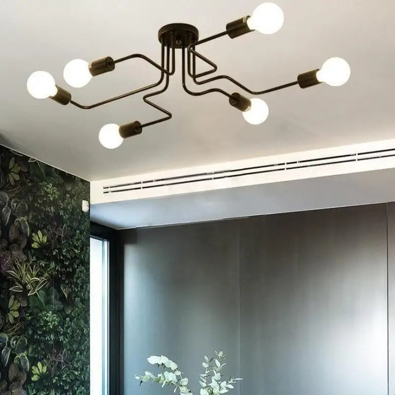 Plafondlamp LED Design Zwart Aluminium 8-Lichts Warm Wit Woonkamer Eetkamer Modern