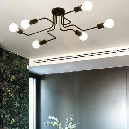 Plafondlamp LED Design Zwart Aluminium 8-Lichts Warm Wit Woonkamer Eetkamer Modern