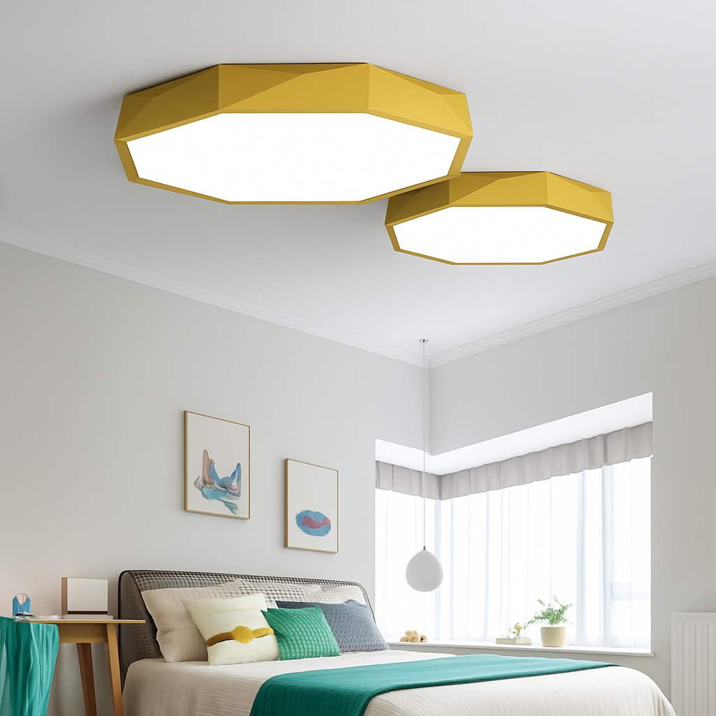 Plafondlamp LED Geometrisch Acryl Roze 30-60cm Slaapkamer Kinderkamer Plafonnière Achthoek Macaron Wit Zwart Groen Geel Woonkamer
