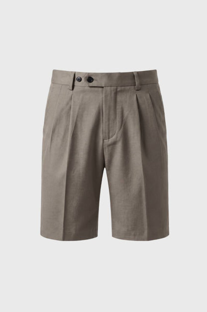 Plissé Shorts Heren - Getailleerd met Dubbele Knopen | Klassiek — Taupe