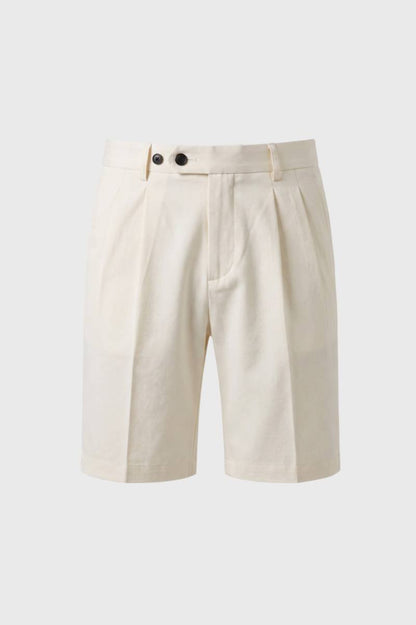 Plissé Shorts Heren - Getailleerd met Dubbele Knopen | Klassiek — Beige