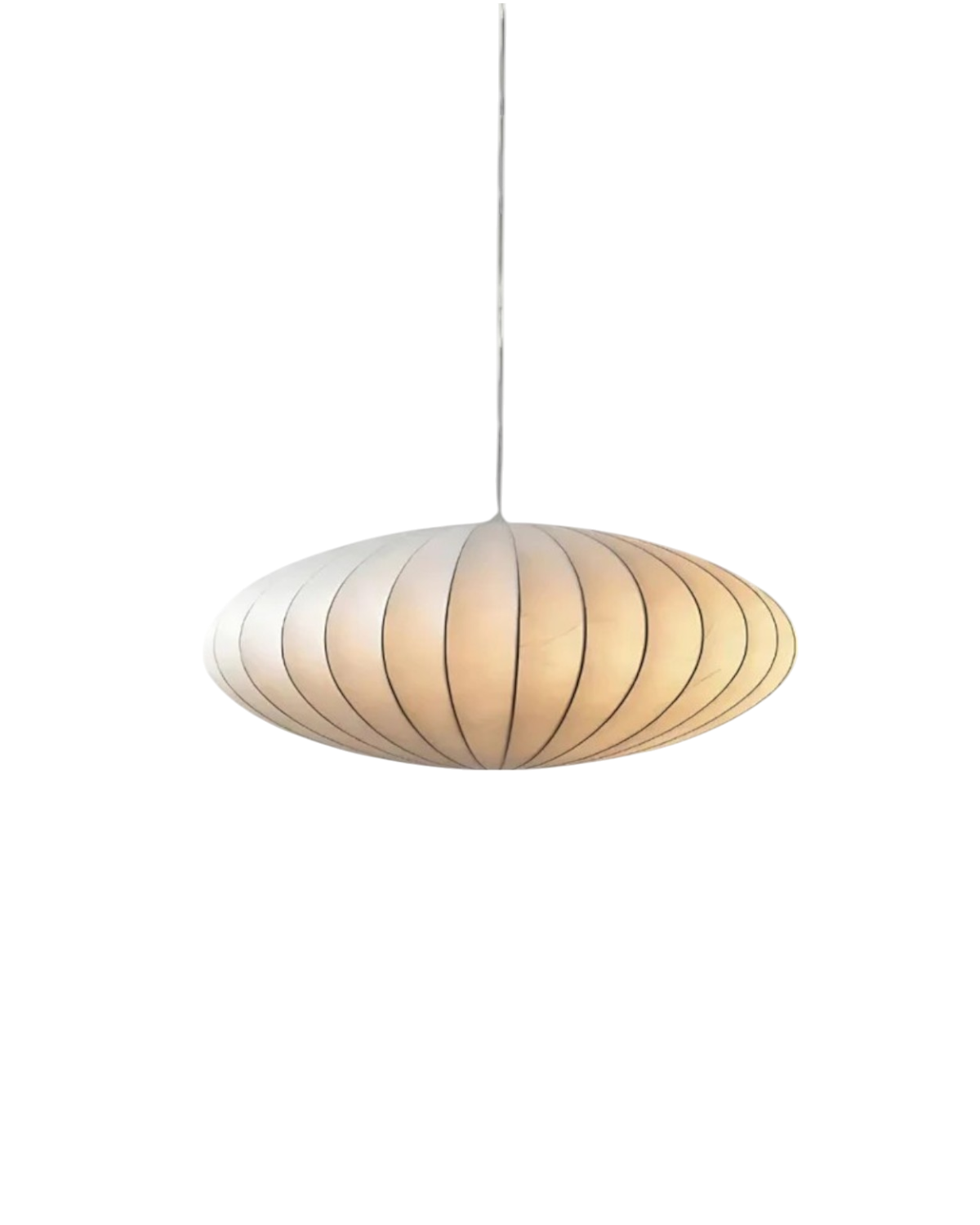 Moderne Ronde Hanglamp Met Geribbelde Kap En Warme Sfeerverlichting