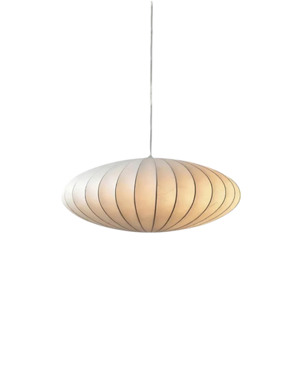 Moderne Ronde Hanglamp Met Geribbelde Kap En Warme Sfeerverlichting