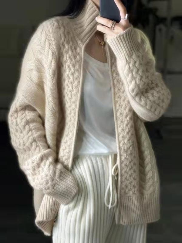 Warme Gebreide Cashmere Trui Met Hoge Hals