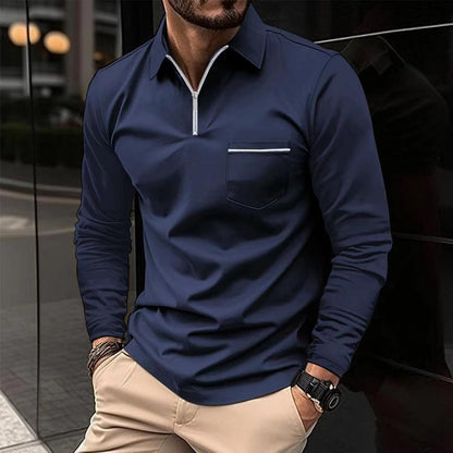 Heren Polo Shirt Lange Mouw Klassiek Design