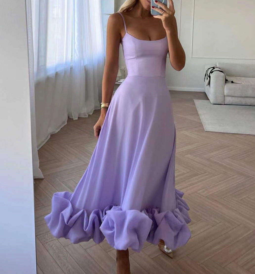 Midi-jurk voor Vrouw Jurk met Lange Mouwen Zomerse Jurk