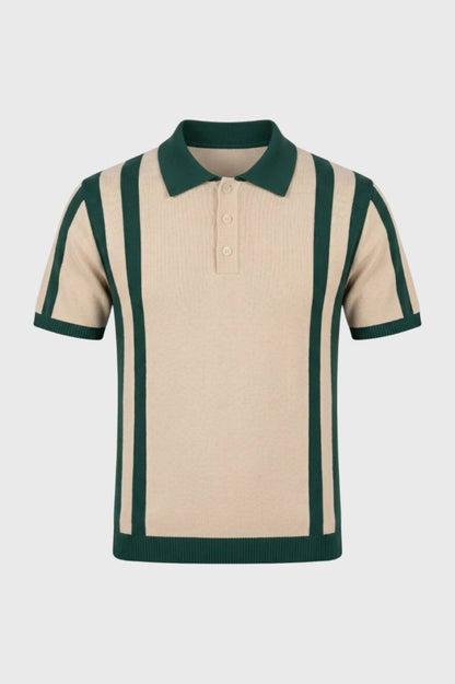 Heren Polo Korte Mouwen Gestreept Retro Stijl - StudioMarella