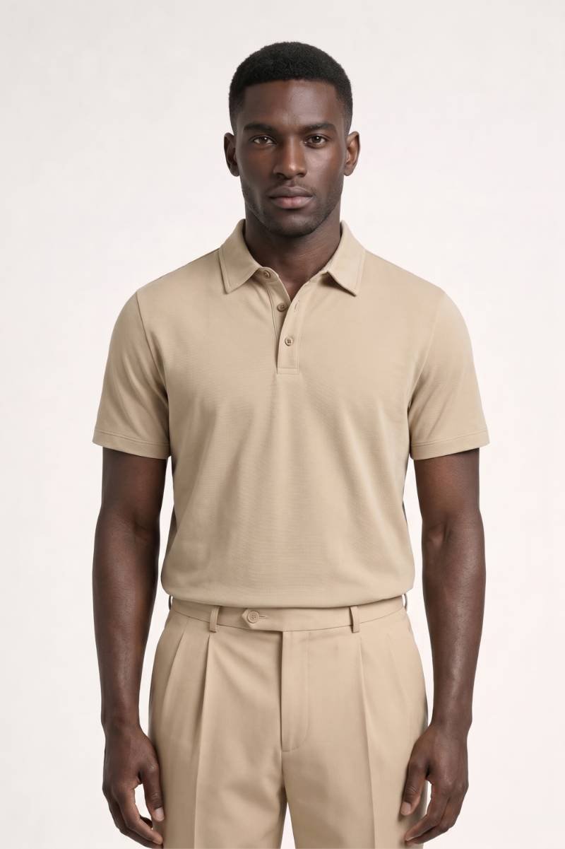 Polo Heren - Klassieke Pasvorm met Knopen | Tijdloos — Beige