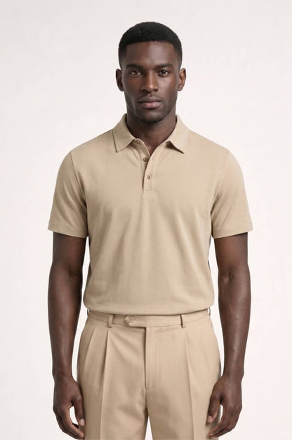 Polo Heren - Klassieke Pasvorm met Knopen | Tijdloos — Beige