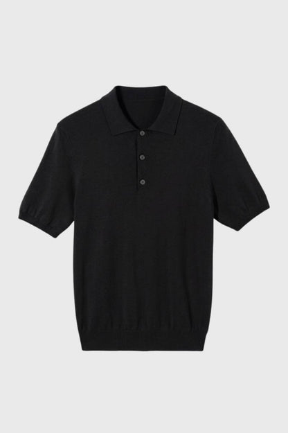 Polo Shirt Heren - Gebreid met Korte Mouwen | Klassiek - Zwart