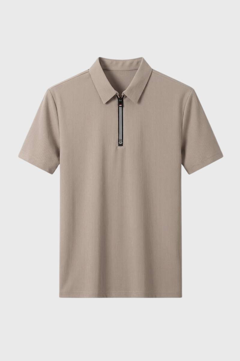 Polo Shirt Heren - Getailleerd met Rits | Casual Zakelijk - Beige
