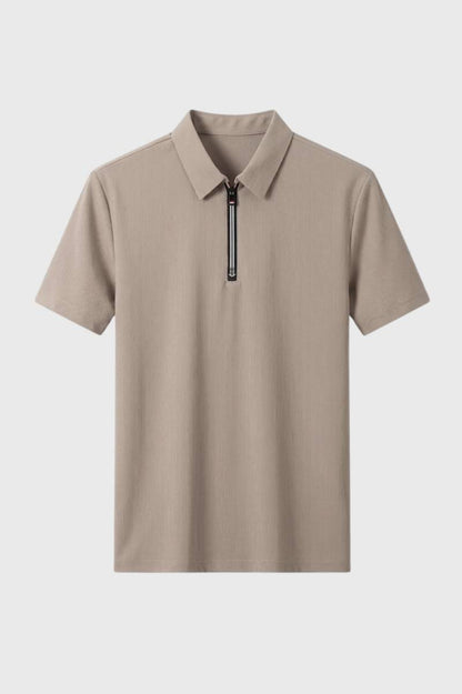 Polo Shirt Heren - Getailleerd met Rits | Casual Zakelijk - Beige
