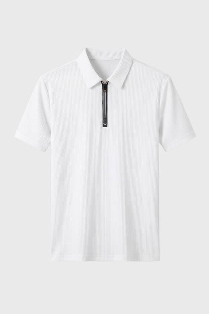 Polo Shirt Heren - Getailleerd met Rits | Casual Zakelijk - Wit