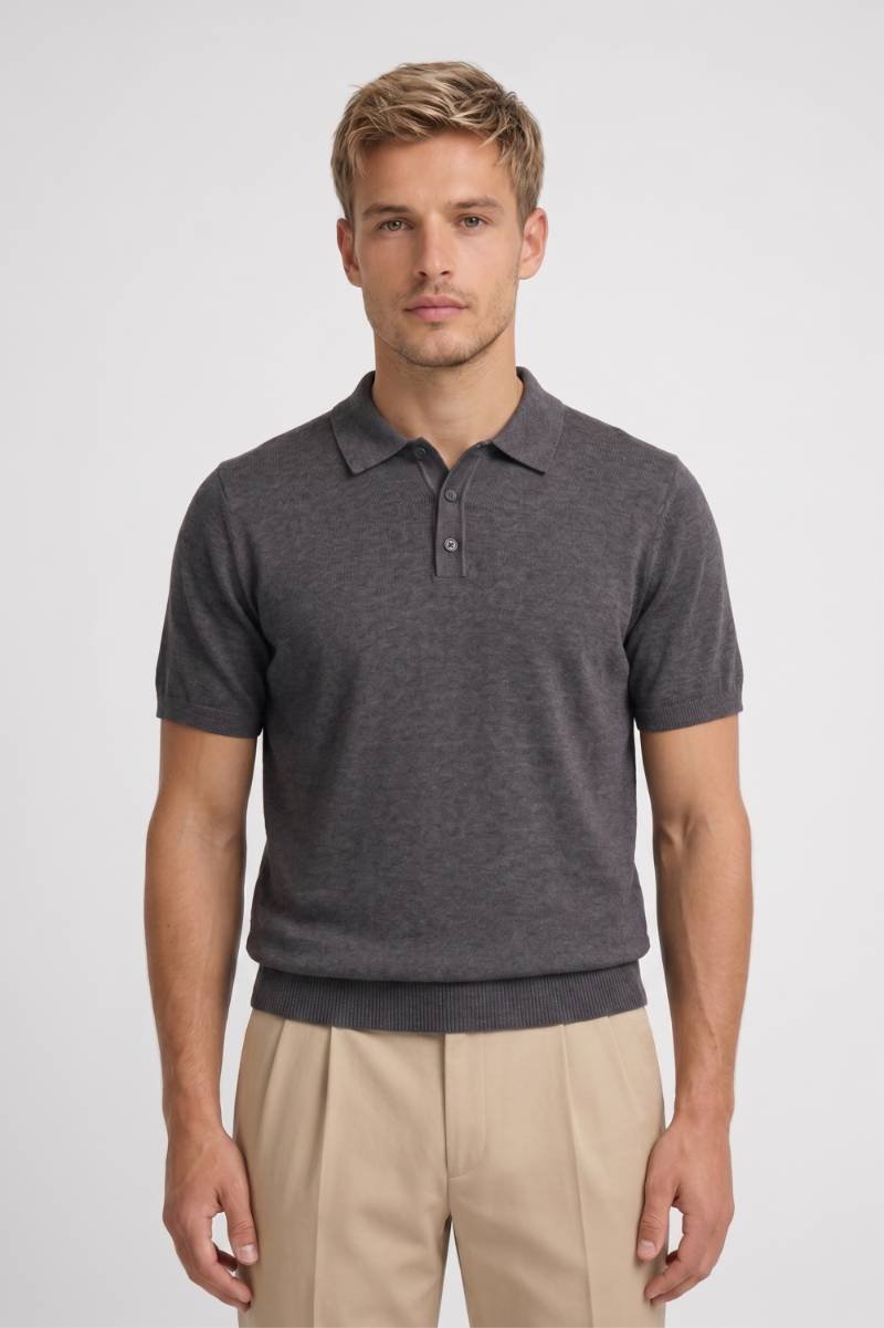 Polo Shirt Heren - Korte Mouwen met Gebreide Boord | Klassiek — Grijs