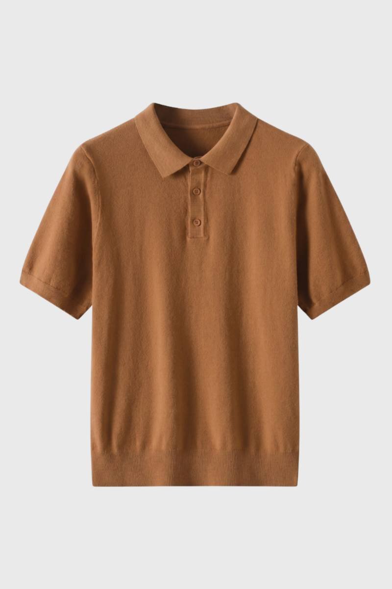 Polo Shirt Heren - Korte Mouwen met Gebreide Boord | Klassiek — Camel