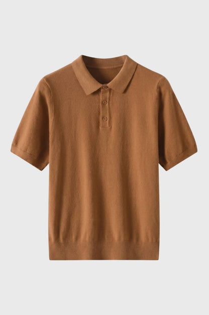Polo Shirt Heren - Korte Mouwen met Gebreide Boord | Klassiek — Camel