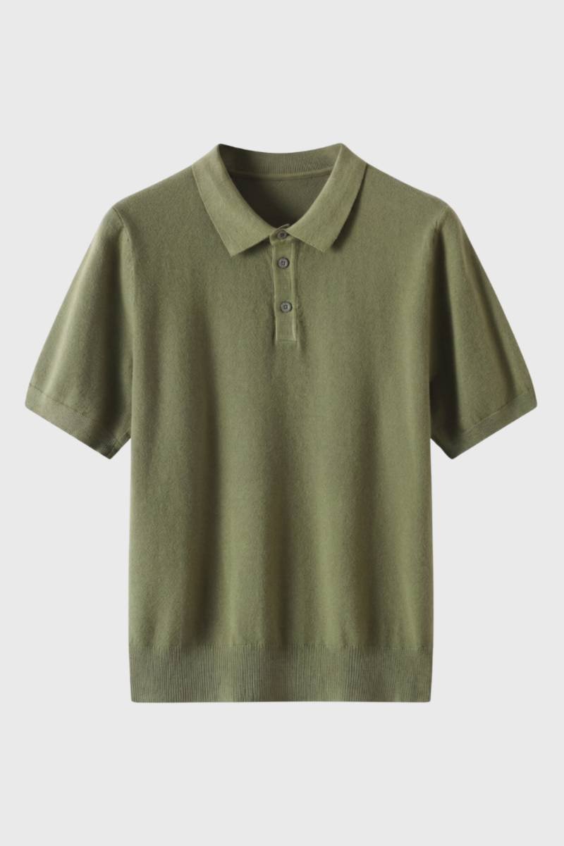Polo Shirt Heren - Korte Mouwen met Gebreide Boord | Klassiek — Olijfgroen