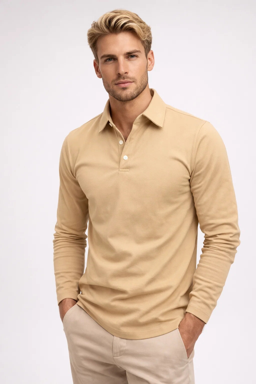 Polo Heren Lange Mouwen Klassieke Kraag Casual Stijl