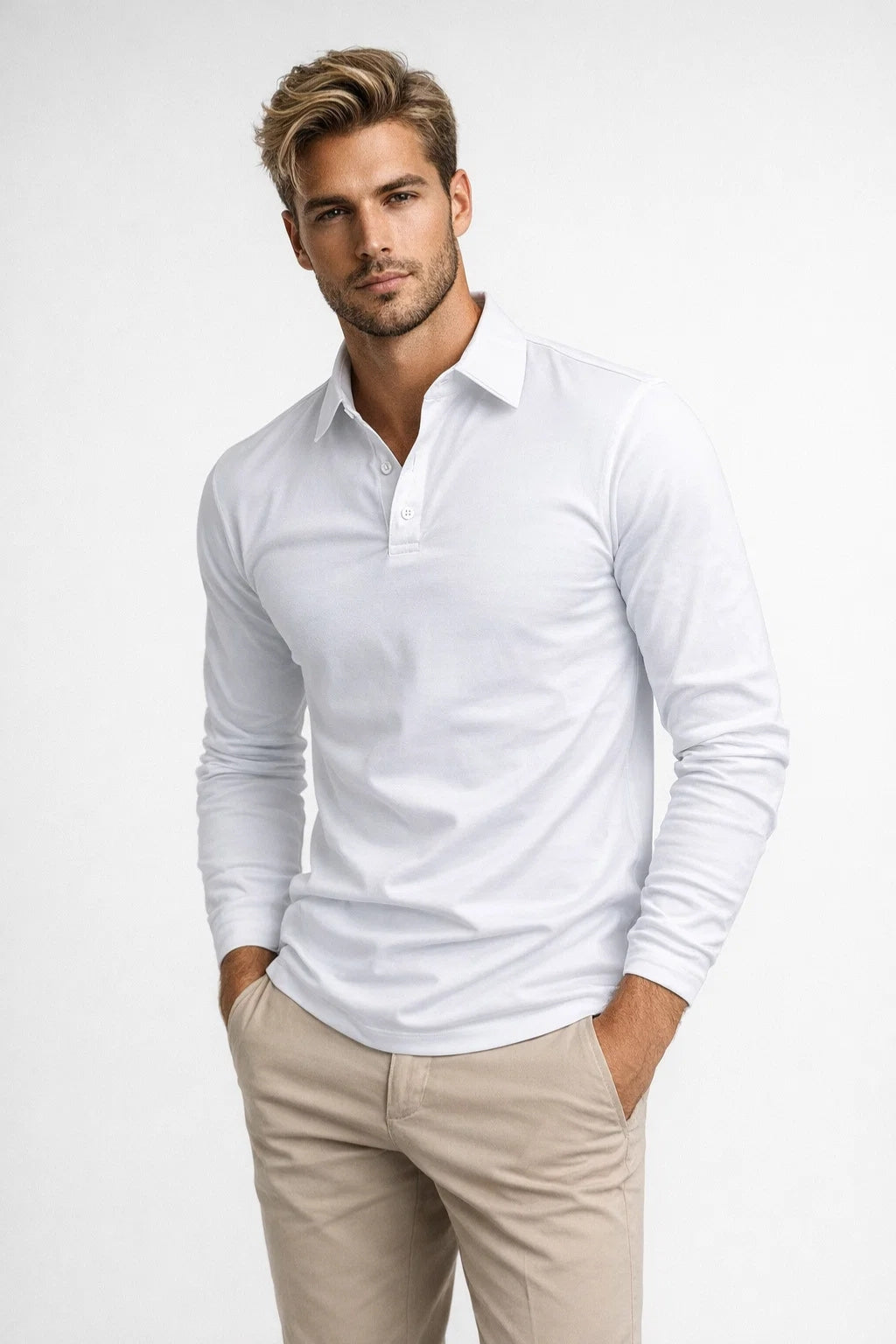 Polo Heren Lange Mouwen Klassieke Kraag Casual Stijl