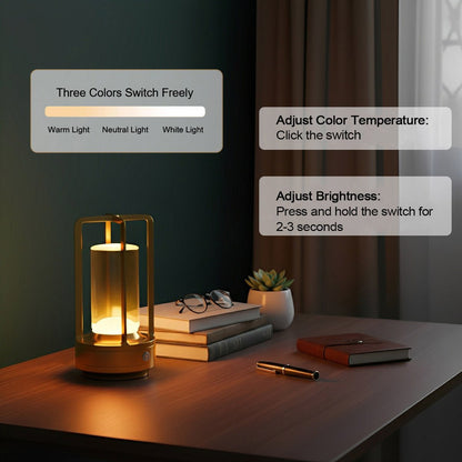 Draadloze Tafellamp Met Usb Oplaadbare Batterij Touch Dimming Led Lantaarn Modern Design Voor Slaapkamer En Woonkamer