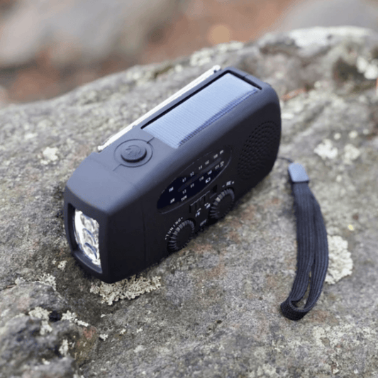 Noodradio met Handdynamo, Zaklamp & Powerbank | AM/FM Radio op Zonne-energie