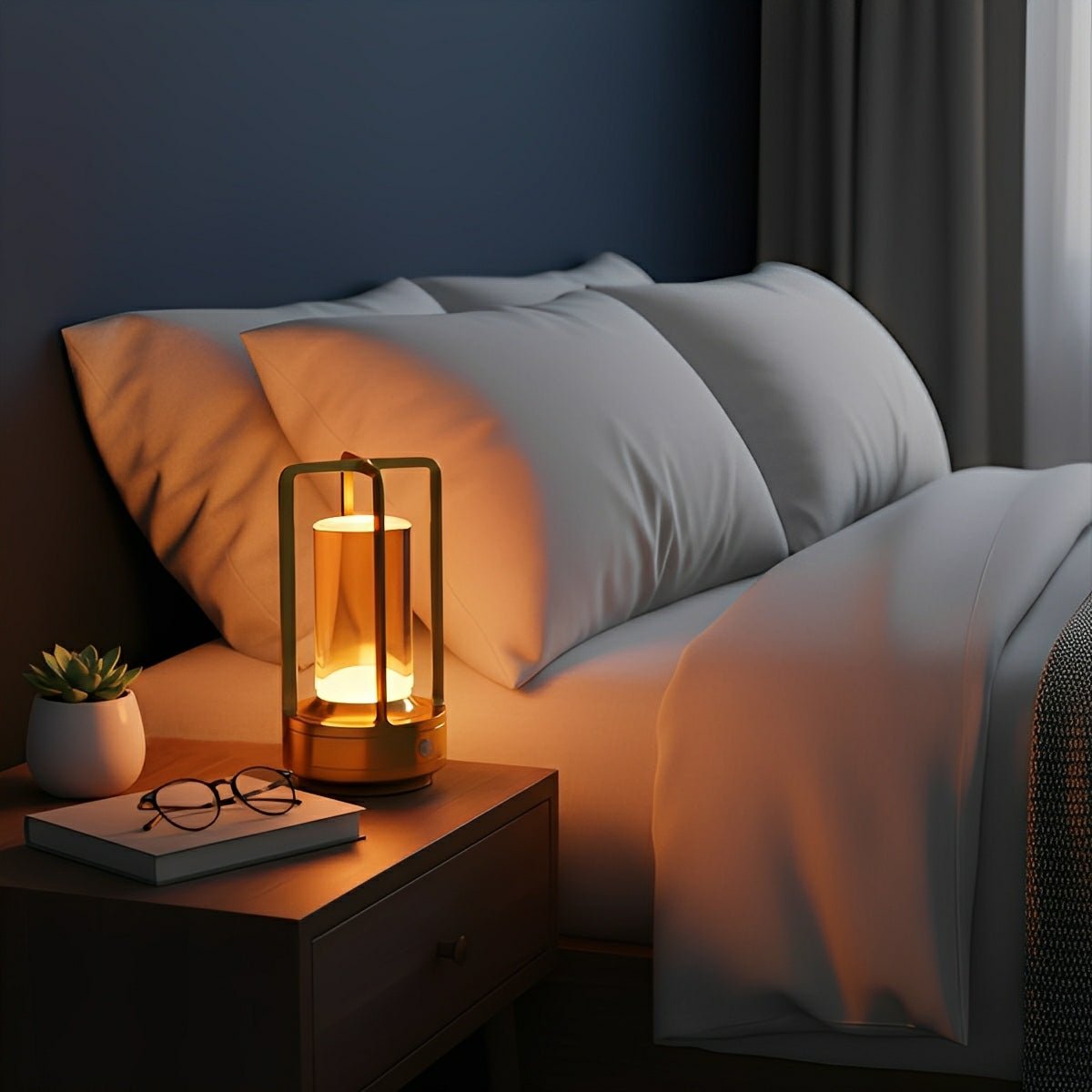 Draadloze Tafellamp Met Usb Oplaadbare Batterij Touch Dimming Led Lantaarn Modern Design Voor Slaapkamer En Woonkamer