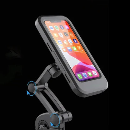 Waterdichte Telefoonhouder Fiets 360° Draaibaar Zwart met Touchscreen Toegang voor Regenweer en Navigatie