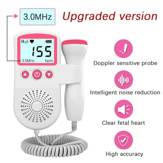 Draagbare Foetale Doppler Monitor voor Zwangeren – Luister naar Baby's Hartslag Thuis – Veilige Prenatale Monitoring